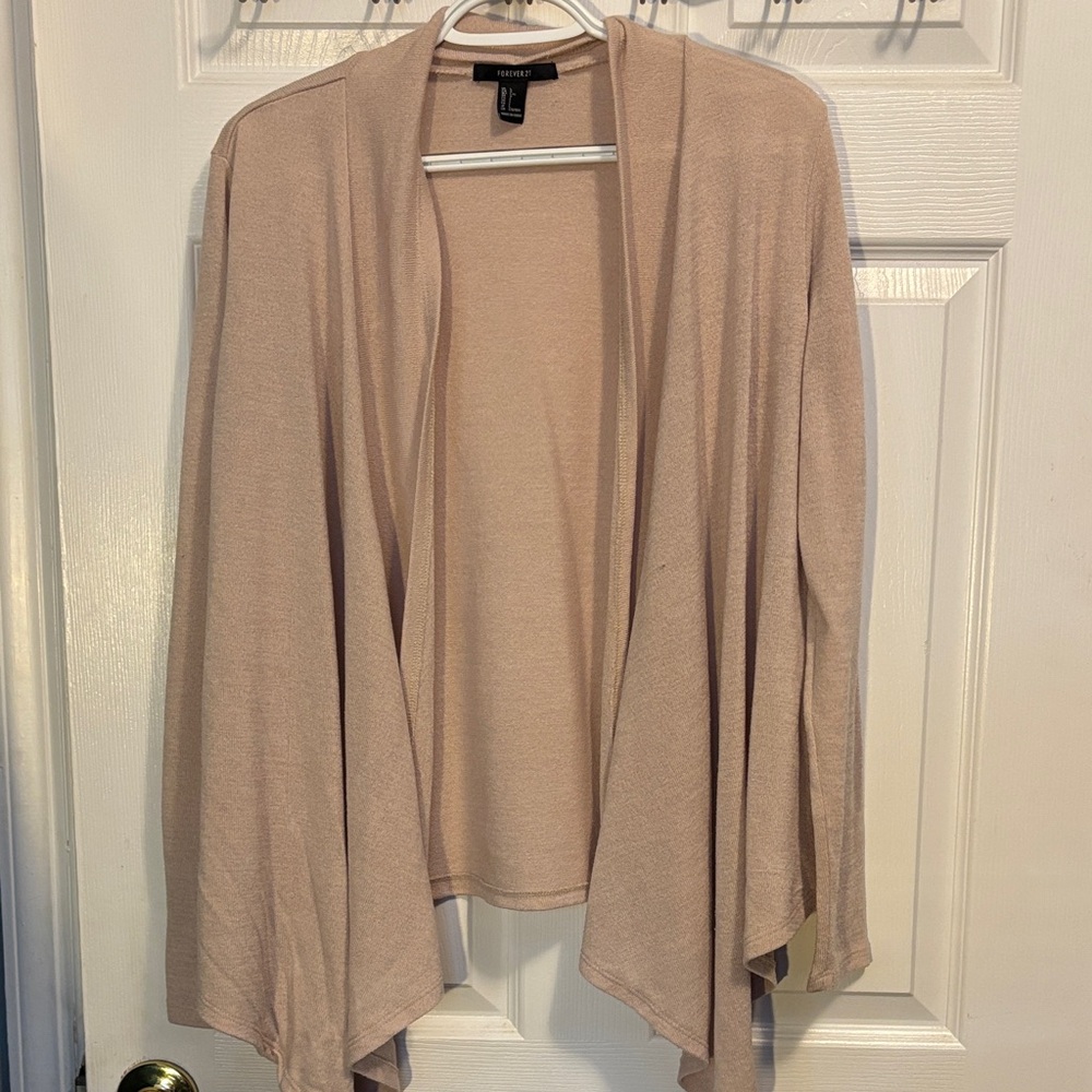 Forever21 Tan/Cream Lightweight Cardigan. Size Large.